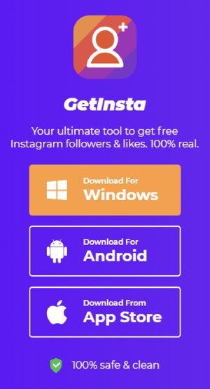 GetInsta Android Obtenha mais seguidores e curtidas no Instagram gratuitamente para aumentar seu público