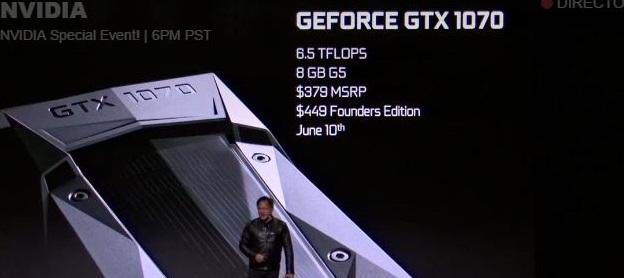 Anunciada a GeForce GTX 1070, chegando em junho por US $ 379