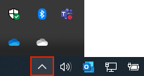 Barra de tarefas do Windows com visualização de ícones ocultos